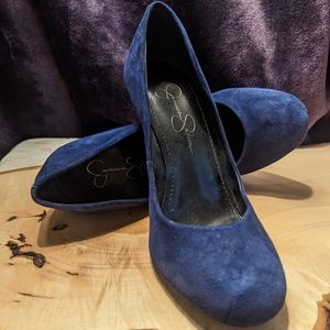 Jessica Simpson High Heels Pumps Blue Suede